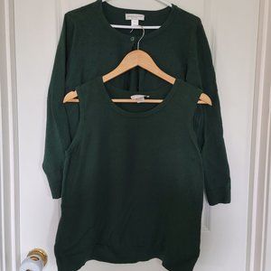 Christopher Banks 2 pieces Sweater Green cotton size Large Petite